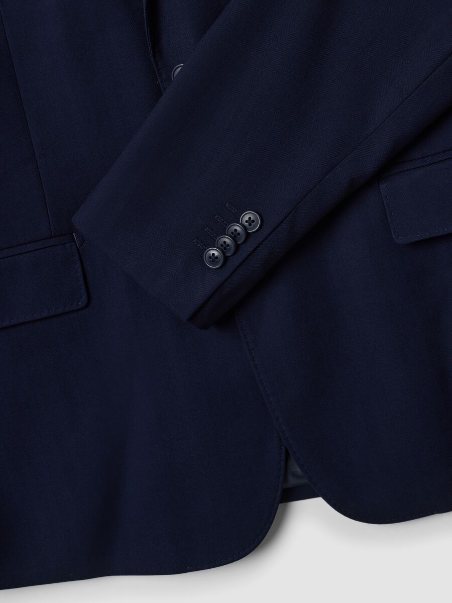 Navy slim-fit stretch viscose blazer_1