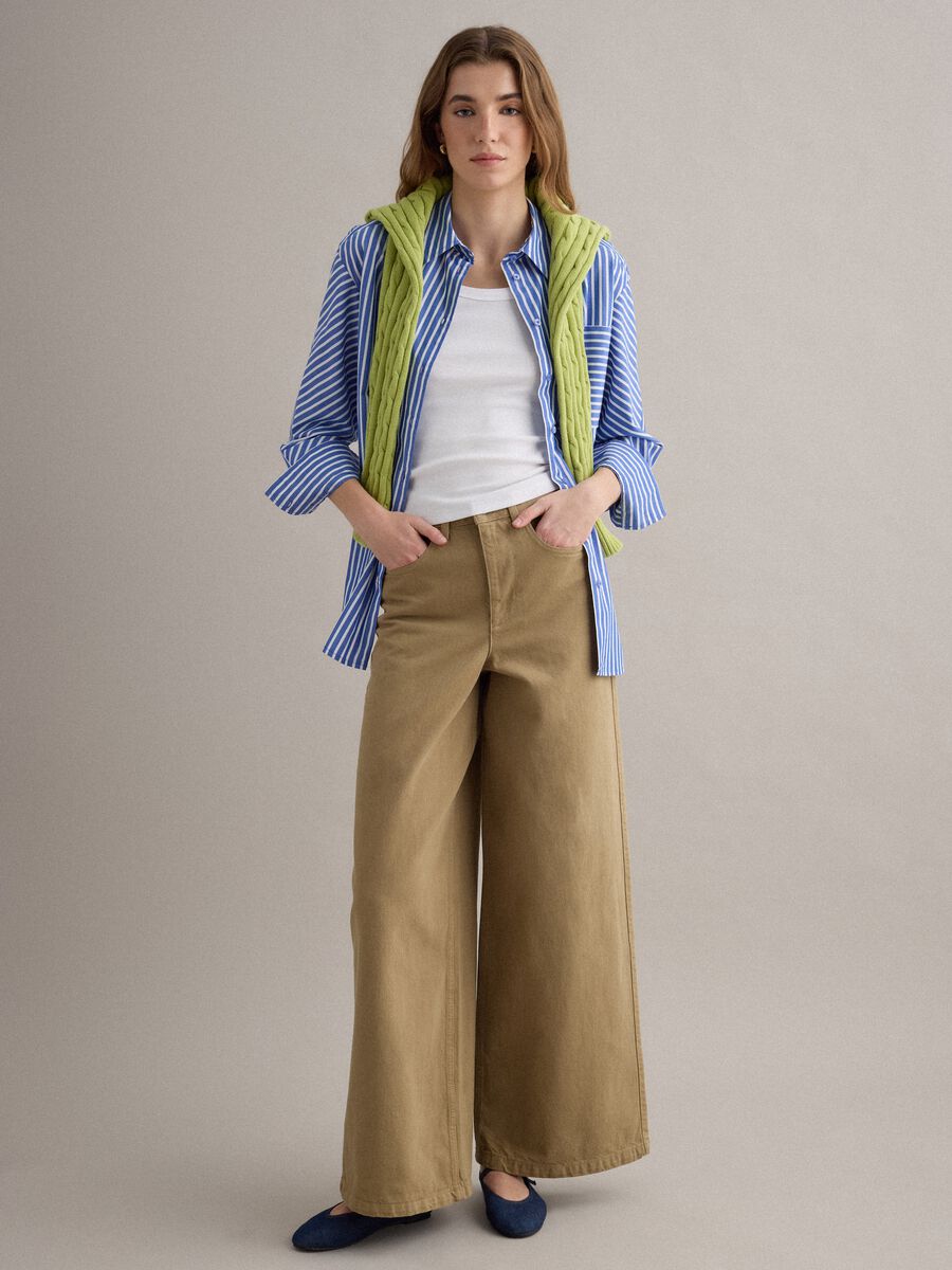 Multicolour striped regular fit pure cotton shirt with pocket_2