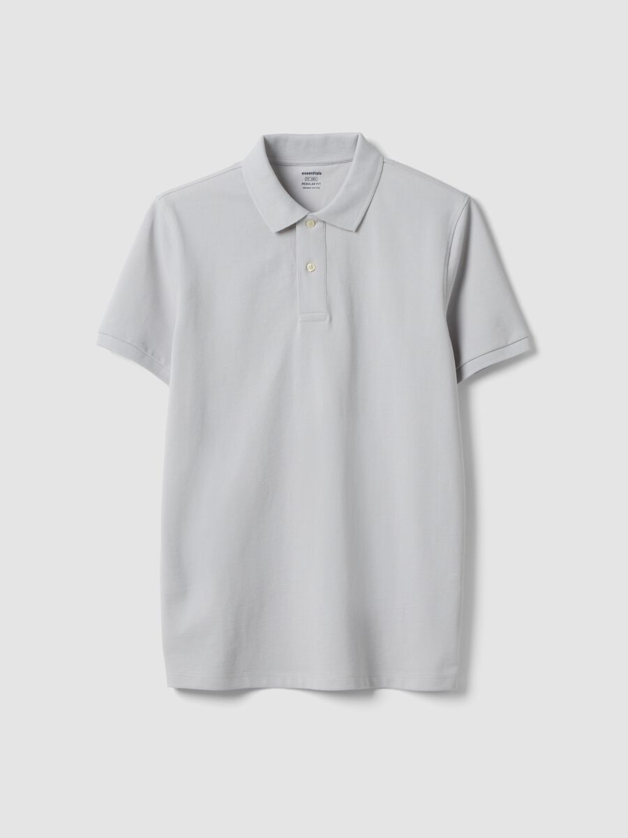 Grey cotton short-sleeved polo regular fit_0
