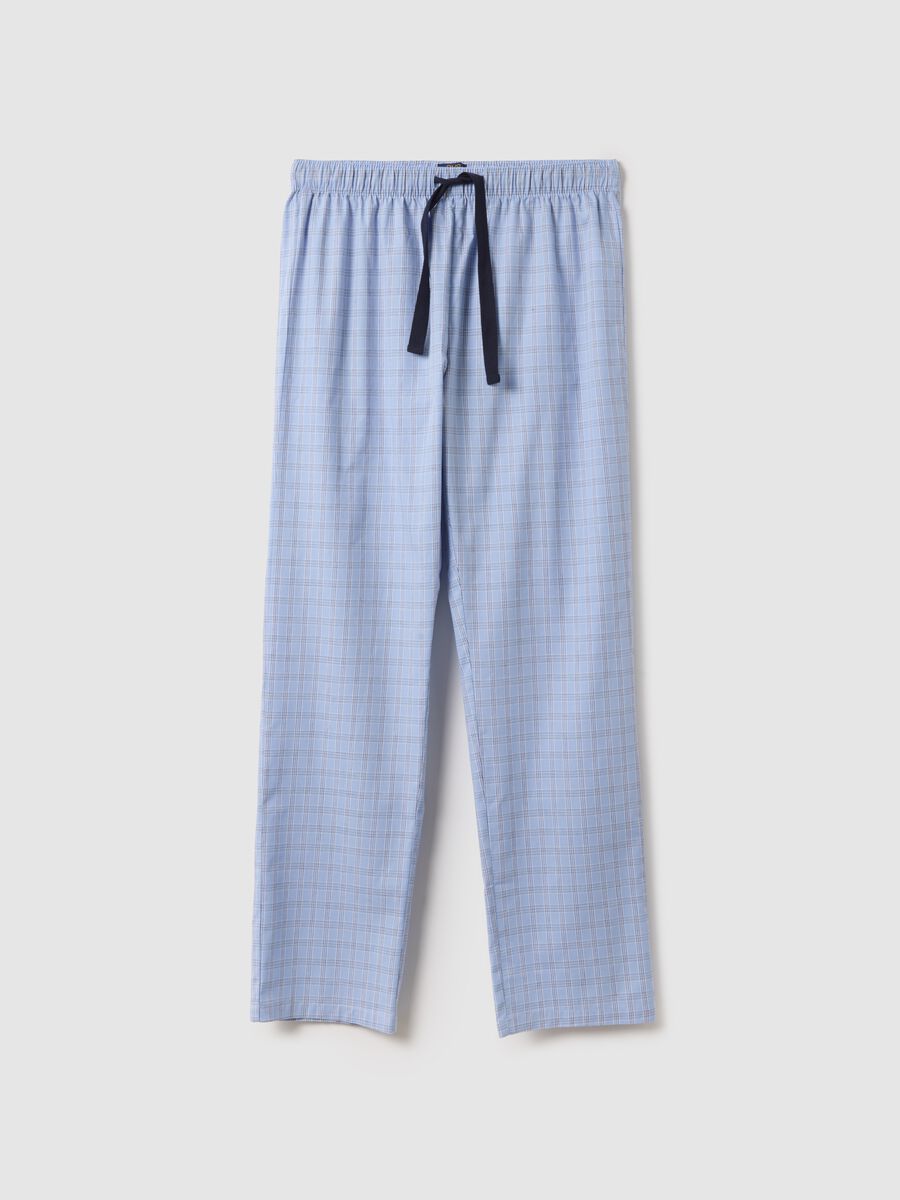 Multicolour check pure cotton pyjama trousers regular fit_4