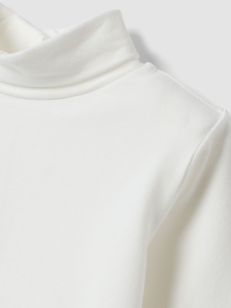 Maglia bianca in cotone organico elasticizzato con girocollo_2