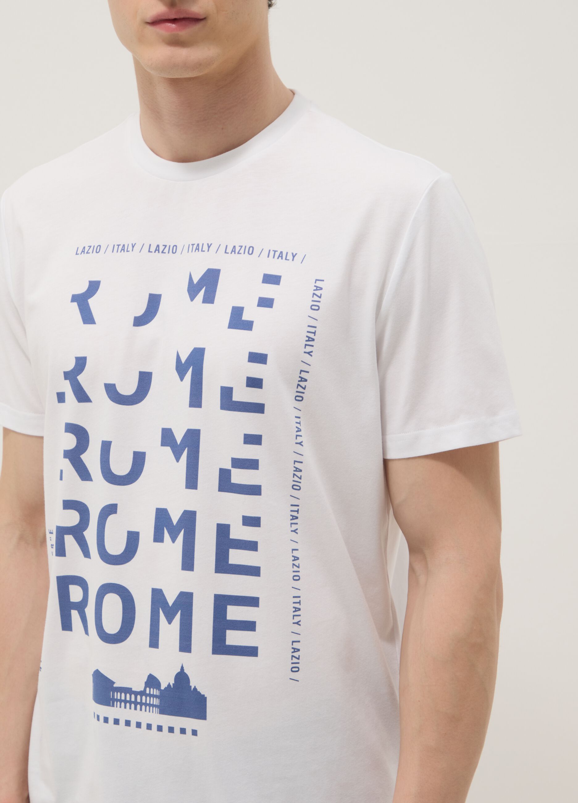 Wei&szlig;es T-Shirt aus reiner Baumwolle mit Frontprint, Regular Fit