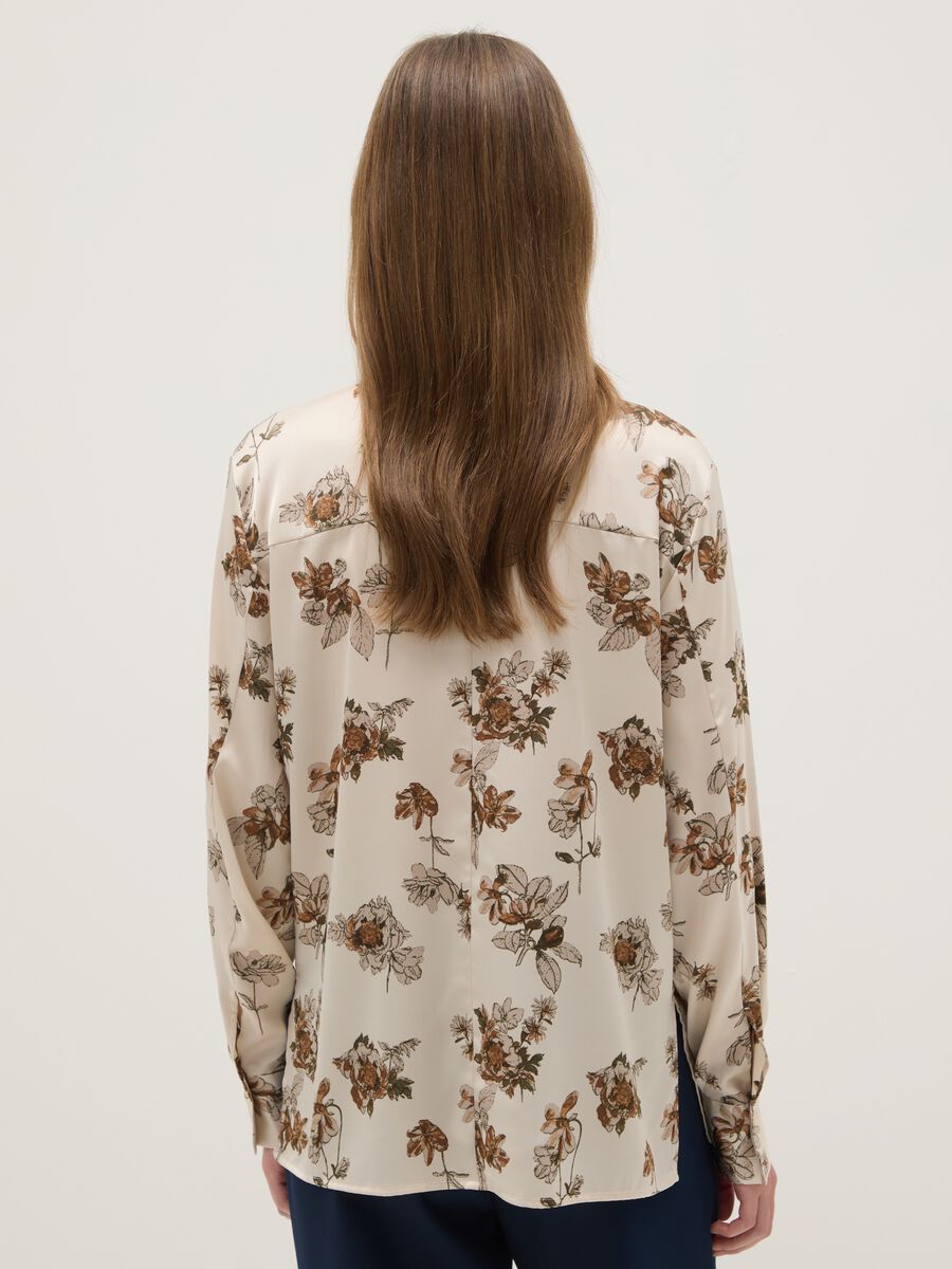 Multicolour Long Sleeve Satin Shirt with Floral Pattern, Regular Fit_2