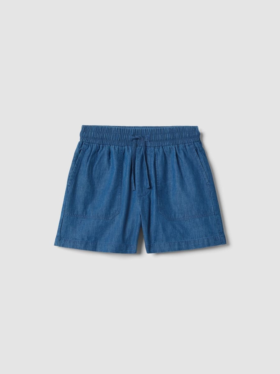 Girls' Pure Cotton Blue Denim Regular Fit Shorts_3