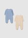 Multi-coloured newborn sleepsuit twin-pack in cotton blend with teddy bear embroidery_1