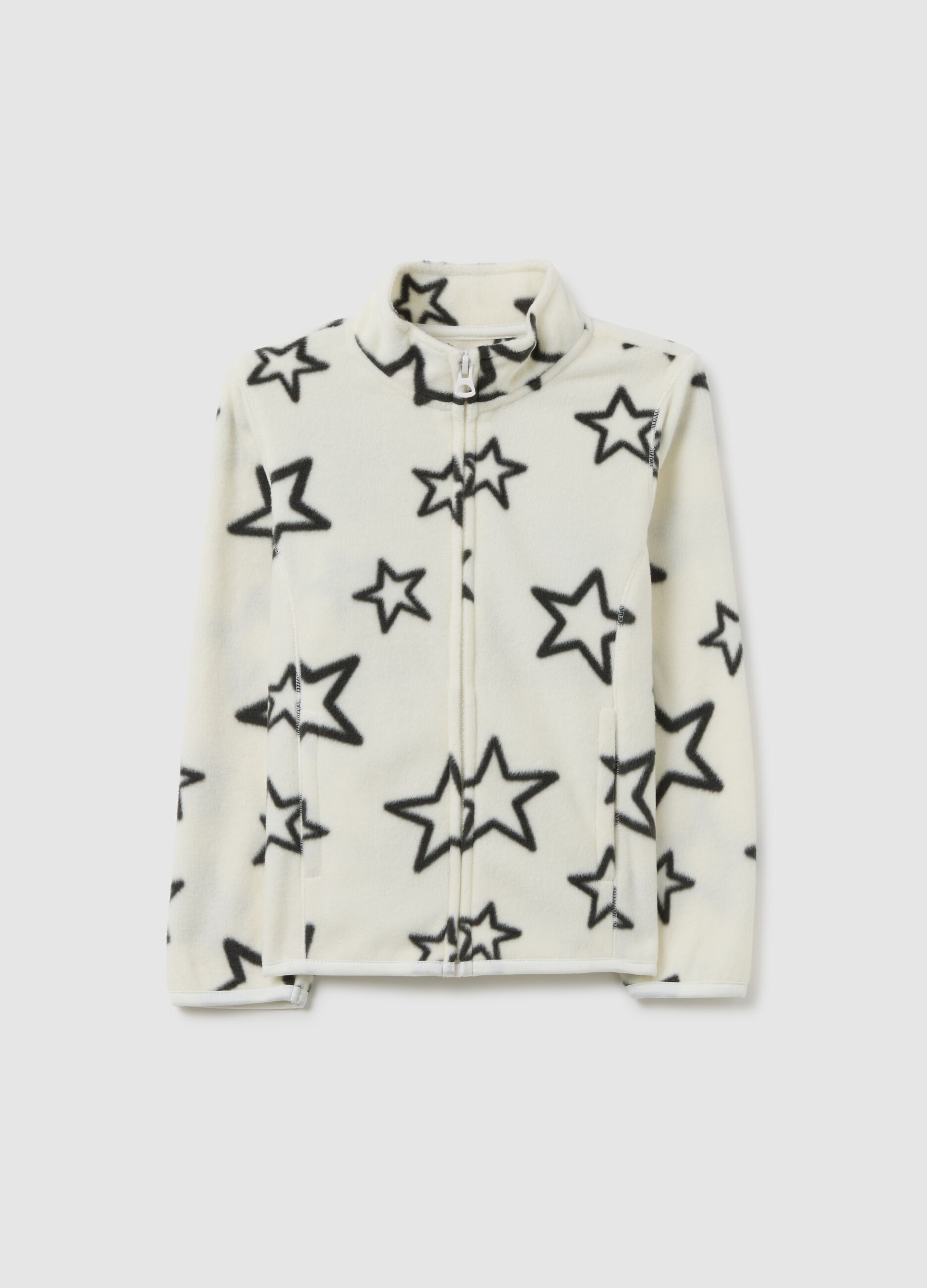 White fitted sweatshirt for girls with stars