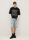 Blue denim skater fit pure cotton shorts with rips_0