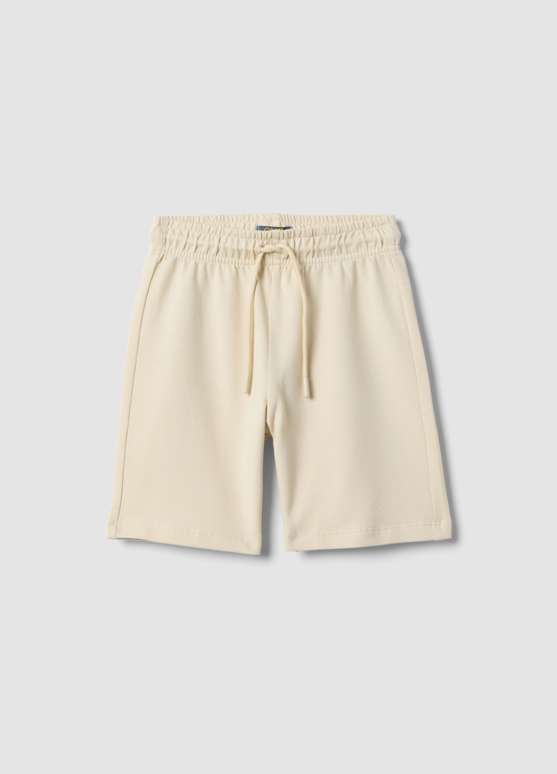 Regular fit beige pure cotton shorts for boys