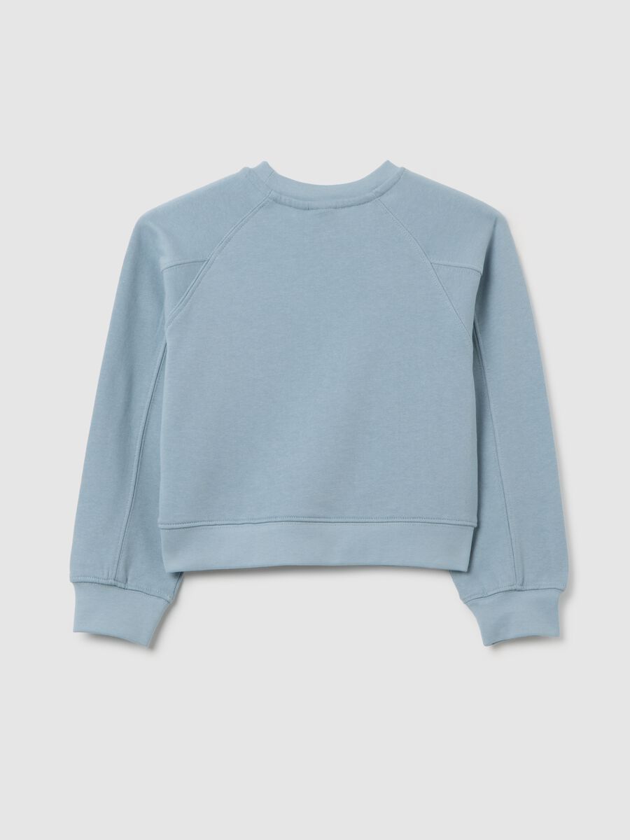 Girls' pure cotton blue sweatshirt regular fit with rhinestones_3