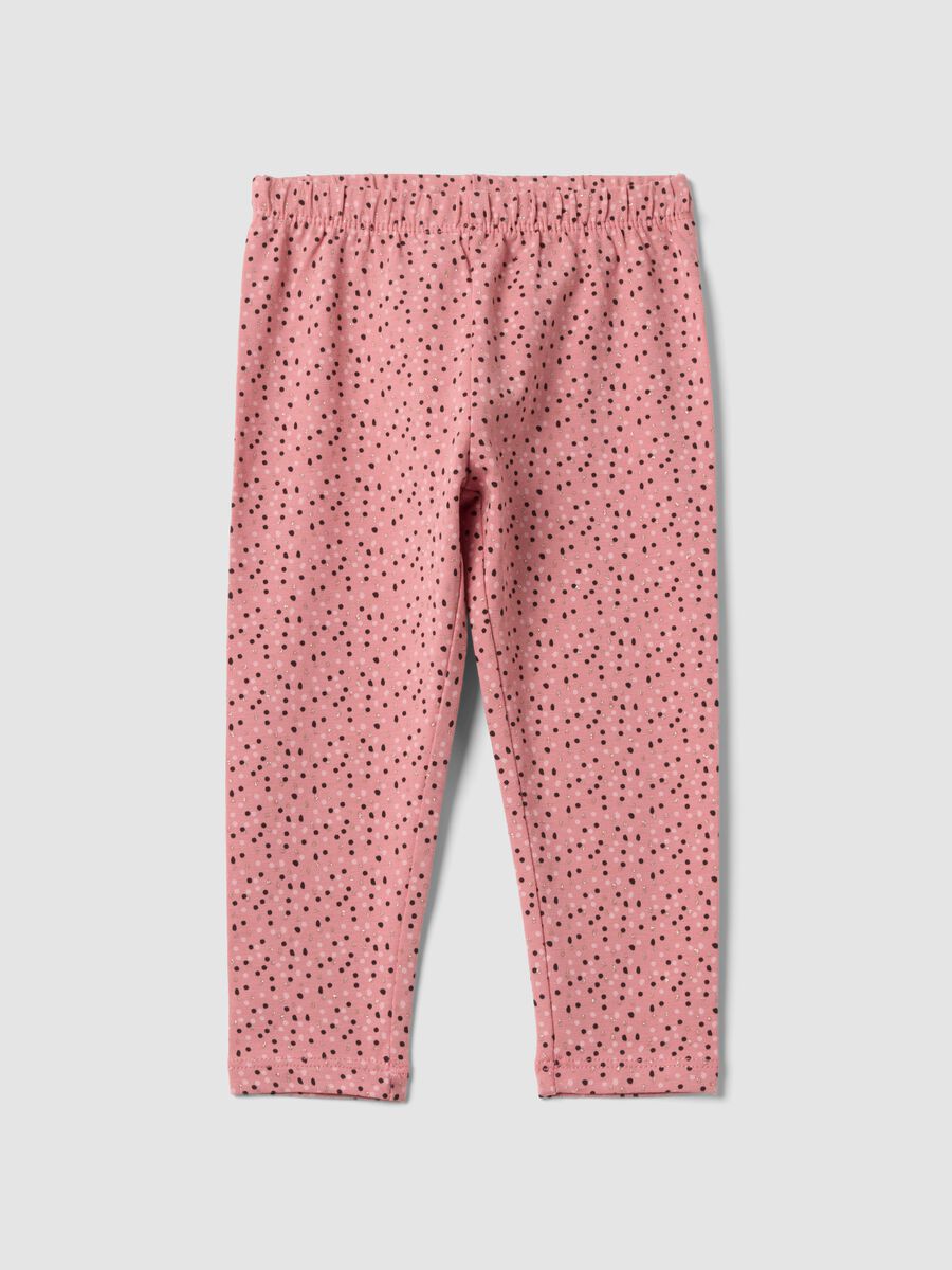 Leggings rosa in cotone organico elasticizzato slim fit per bimba_0