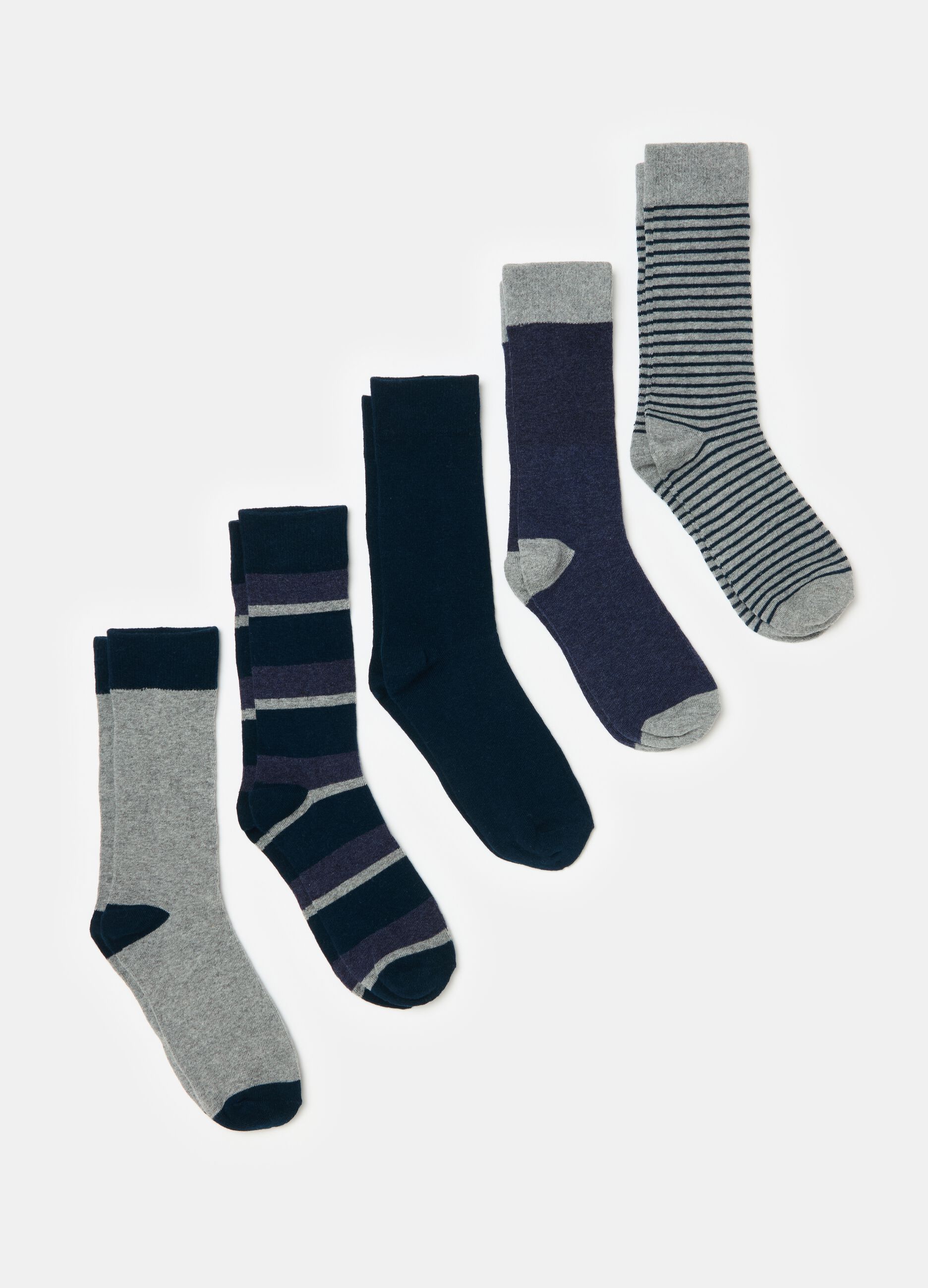 Five-pack striped stretch socks