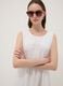 White sleeveless pure cotton tiered dress, regular fit_2