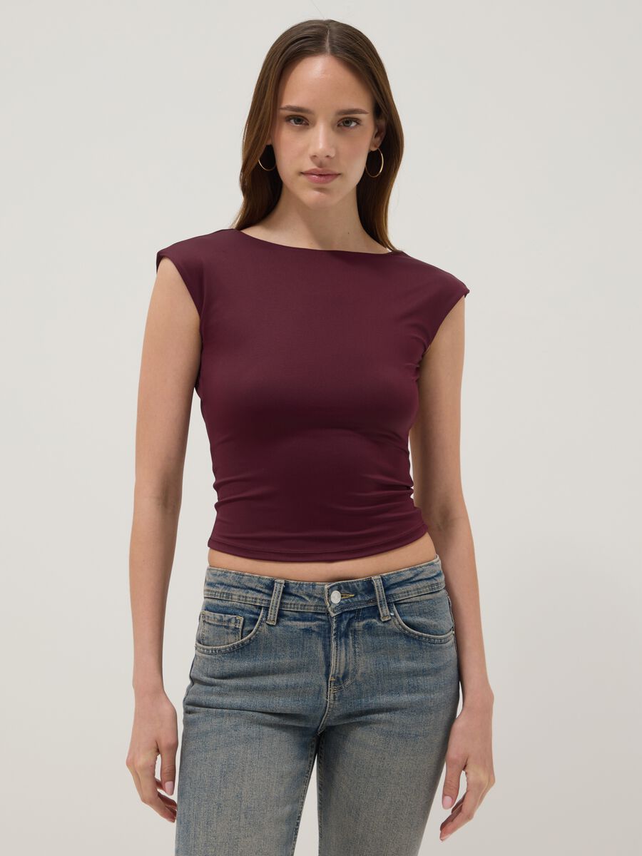 Violettes Top aus Stretchmaterial_1