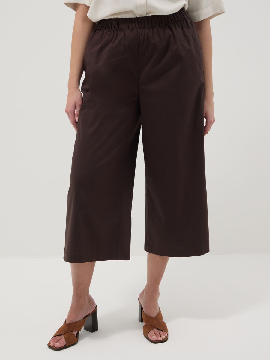 Braune Wide-Leg-Hose aus Stretch-Baumwolle_1