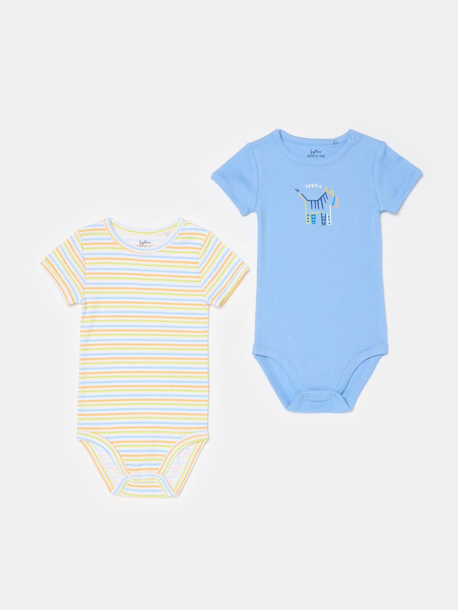Two-pack organic cotton bodysuits with print_0