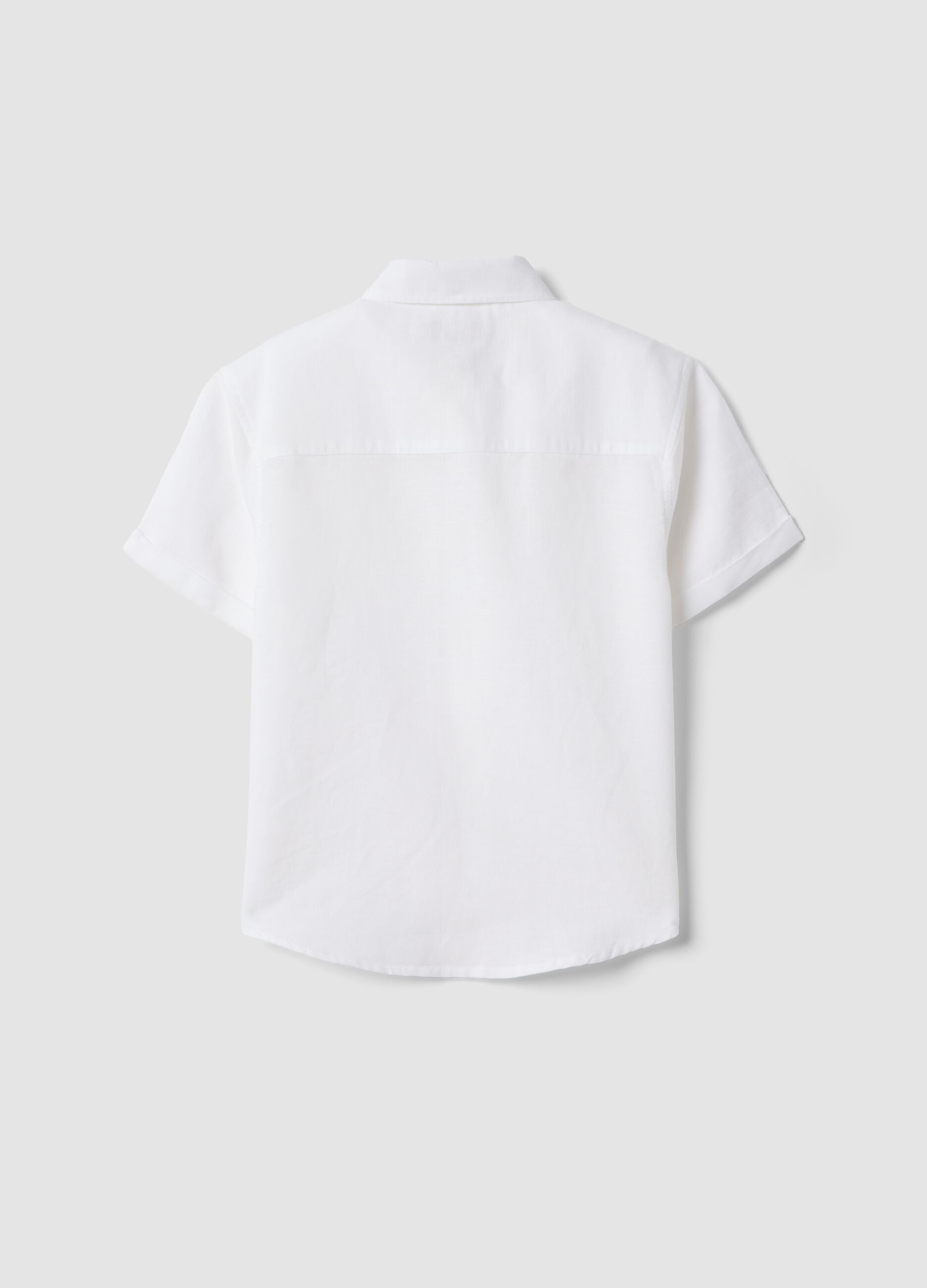 Boys&rsquo; white linen-cotton blend shirt, regular fit