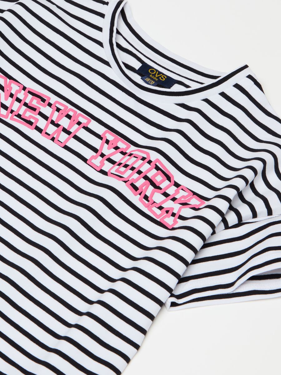 Striped crop T-shirt with print_2