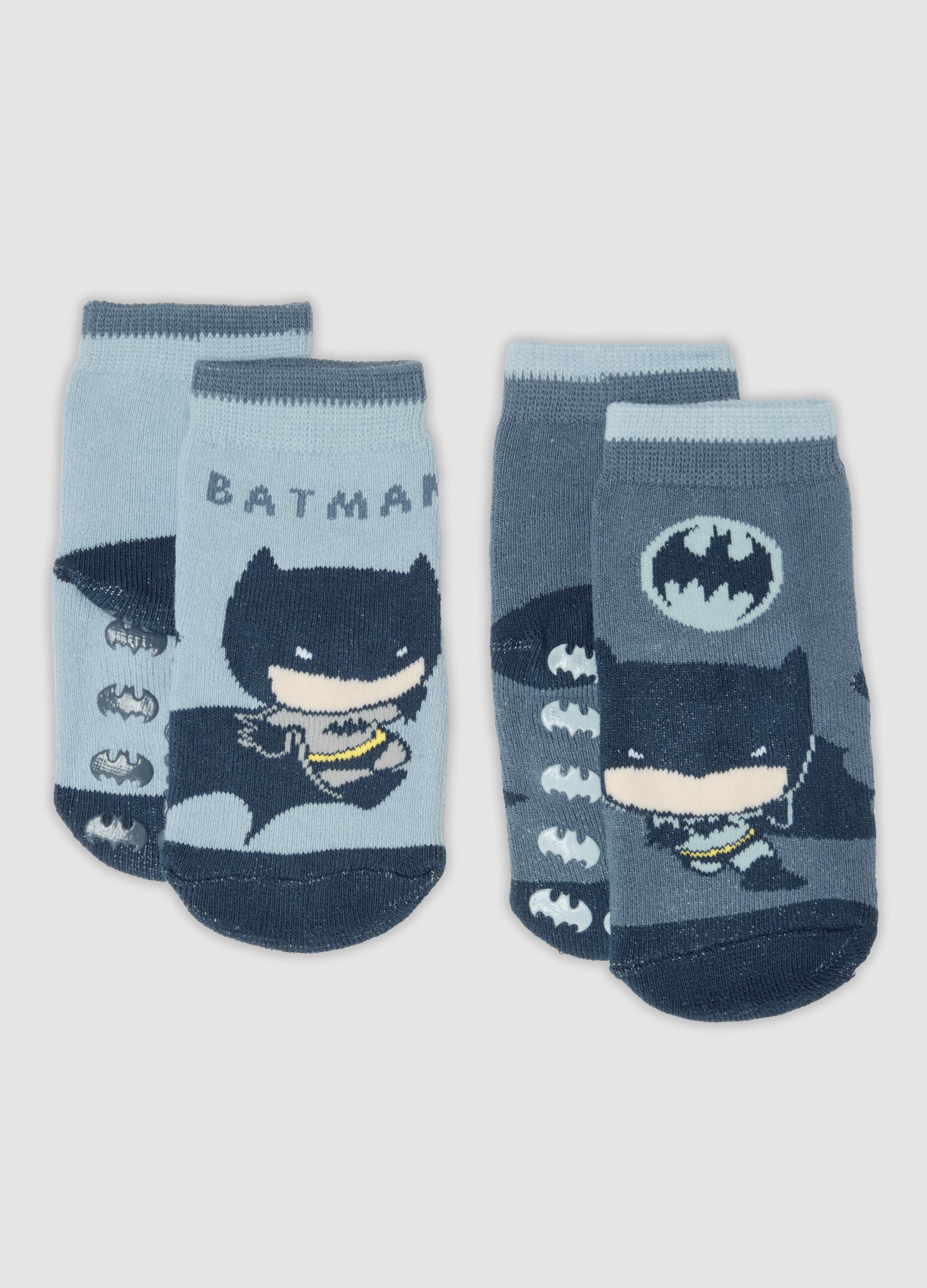 Bipack di calze antiscivolo in cotone organico elasticizzato con fantasia Batman