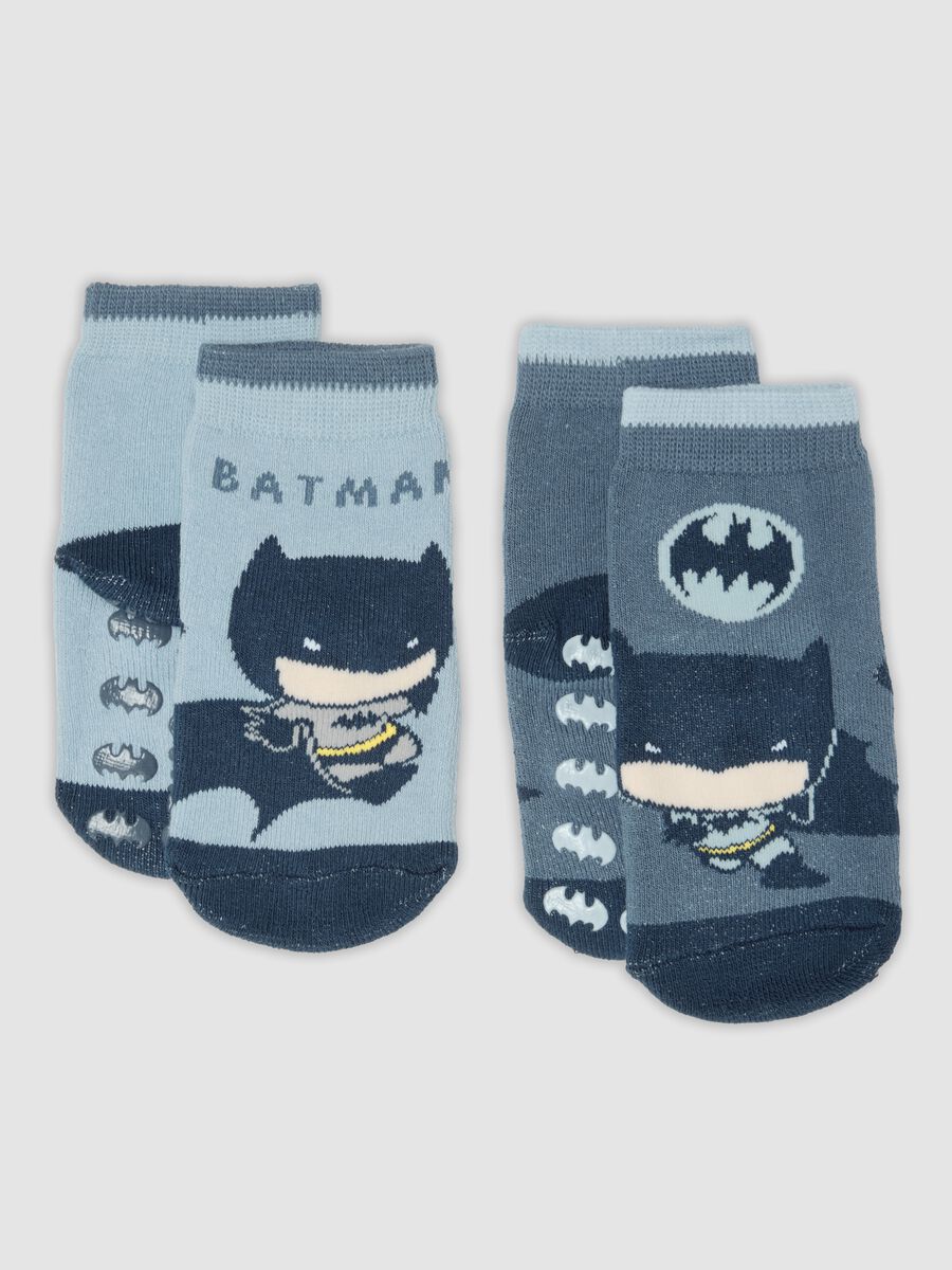 Bipack di calze antiscivolo in cotone organico elasticizzato con fantasia Batman_0