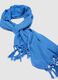 Blue Viscose and Linen Blend Scarf with Fringes_1