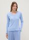 Pure cotton light blue regular fit pyjama top with Henley collar_0