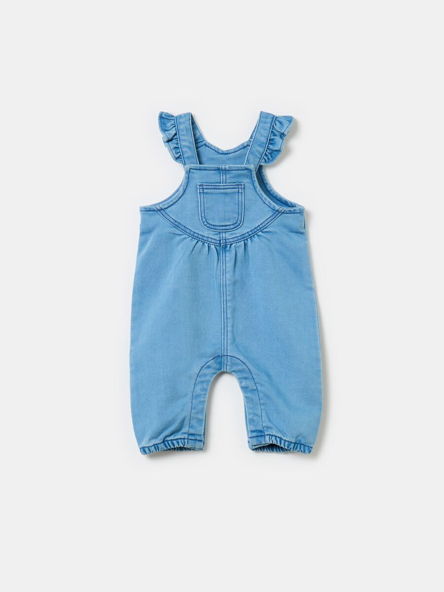 Denim dungarees with flounce_0