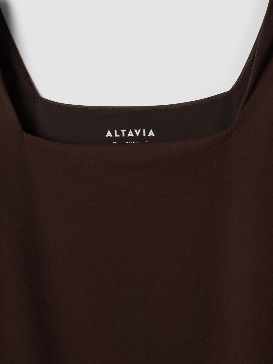 Brown stretch-fabric bodysuit with sweetheart neckline_7