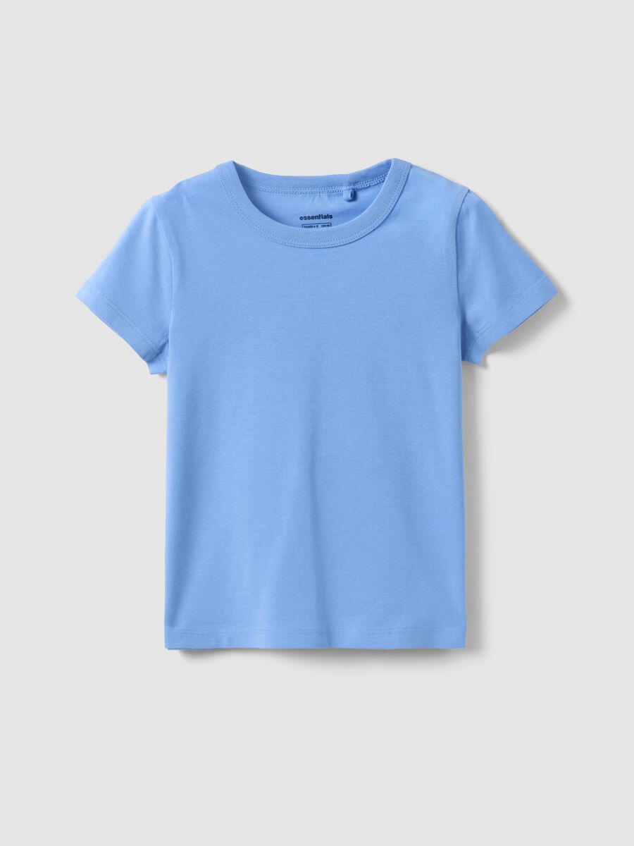 Girls' light blue stretch cotton T-shirt, regular fit_0