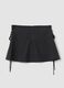Grey stretch viscose mini skirt with fine stripes_1