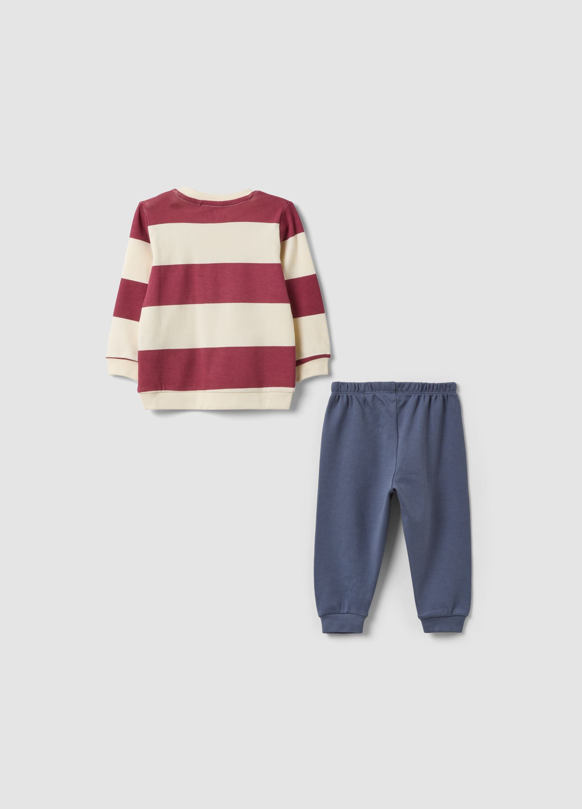 Pijama multicolor de algod&oacute;n org&aacute;nico puro con camiseta de rayas para beb&eacute; y ni&ntilde;o
