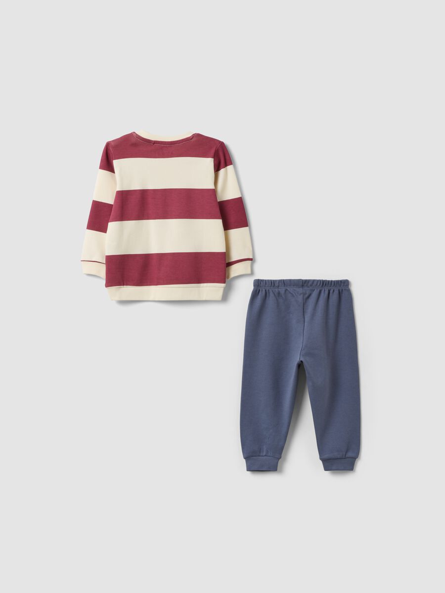 Multicolour organic cotton pyjamas with striped top for baby and toddler_1
