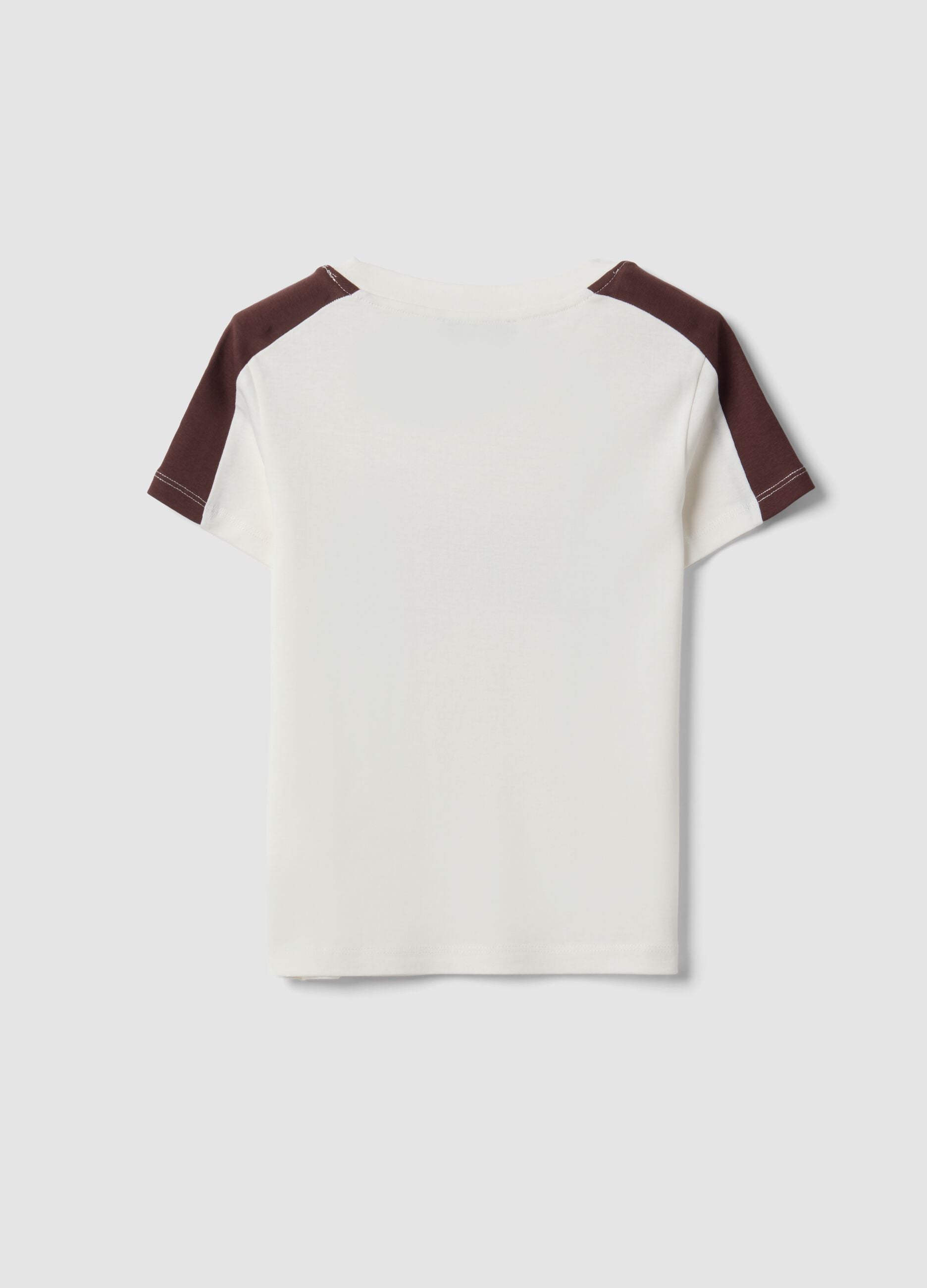 T-shirt branca em algod&atilde;o puro com gola redonda e estampado Detroit