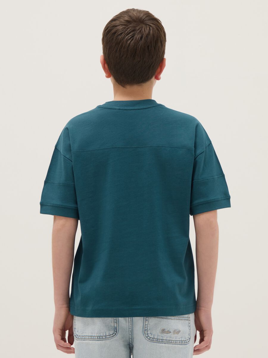 Boy's oversized green pure cotton t-shirt with print_1