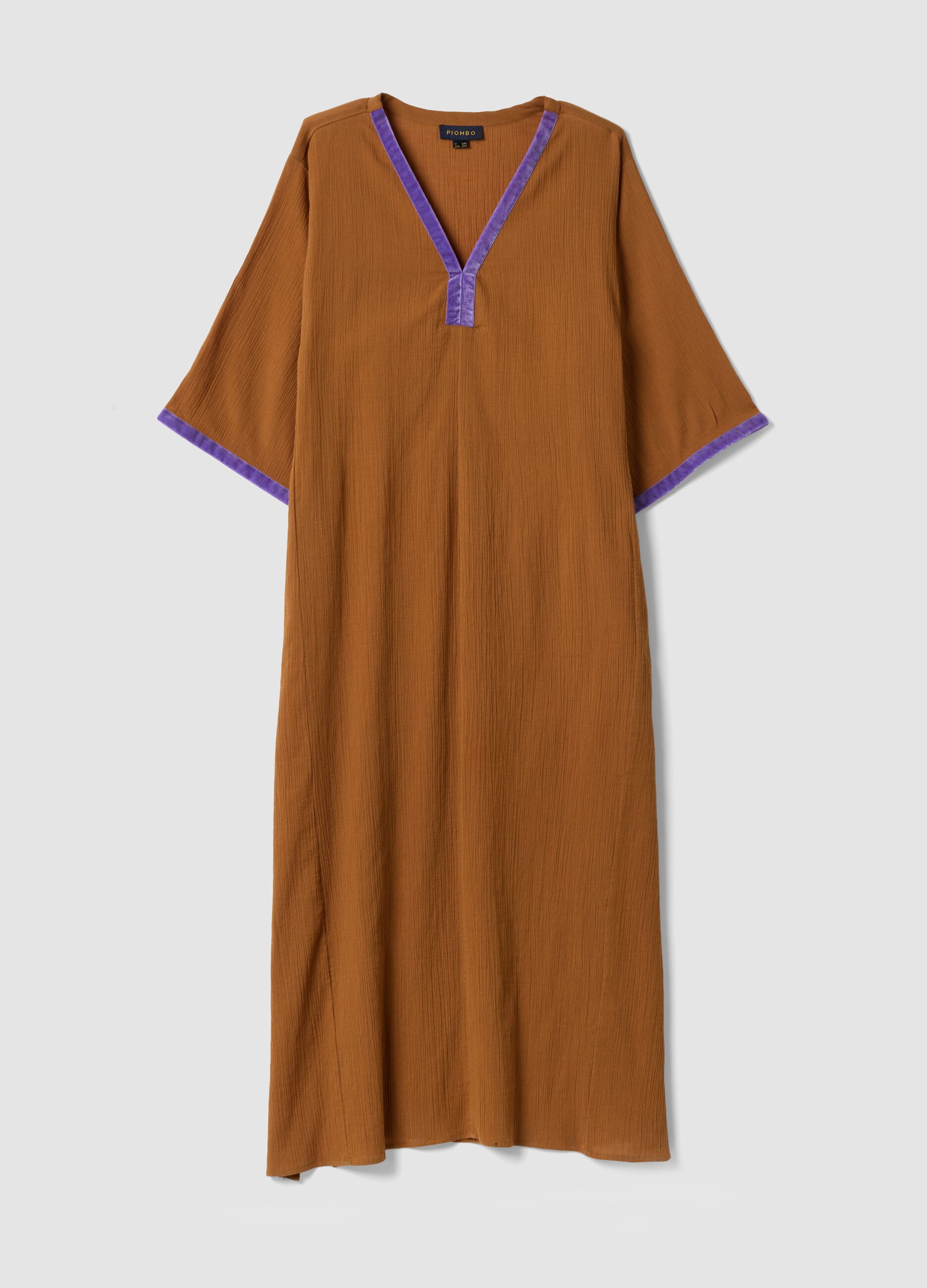 Long Brown Pure Cotton Kaftan