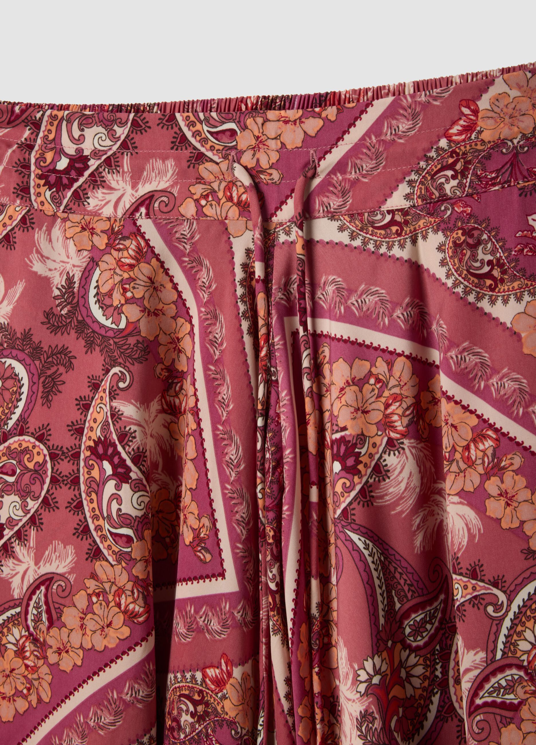 Pink patterned shorts with elasticated waist