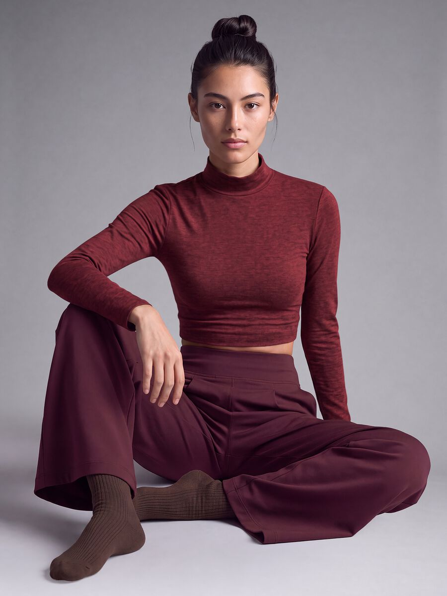 Purple wide-leg trousers in stretch fabric_1