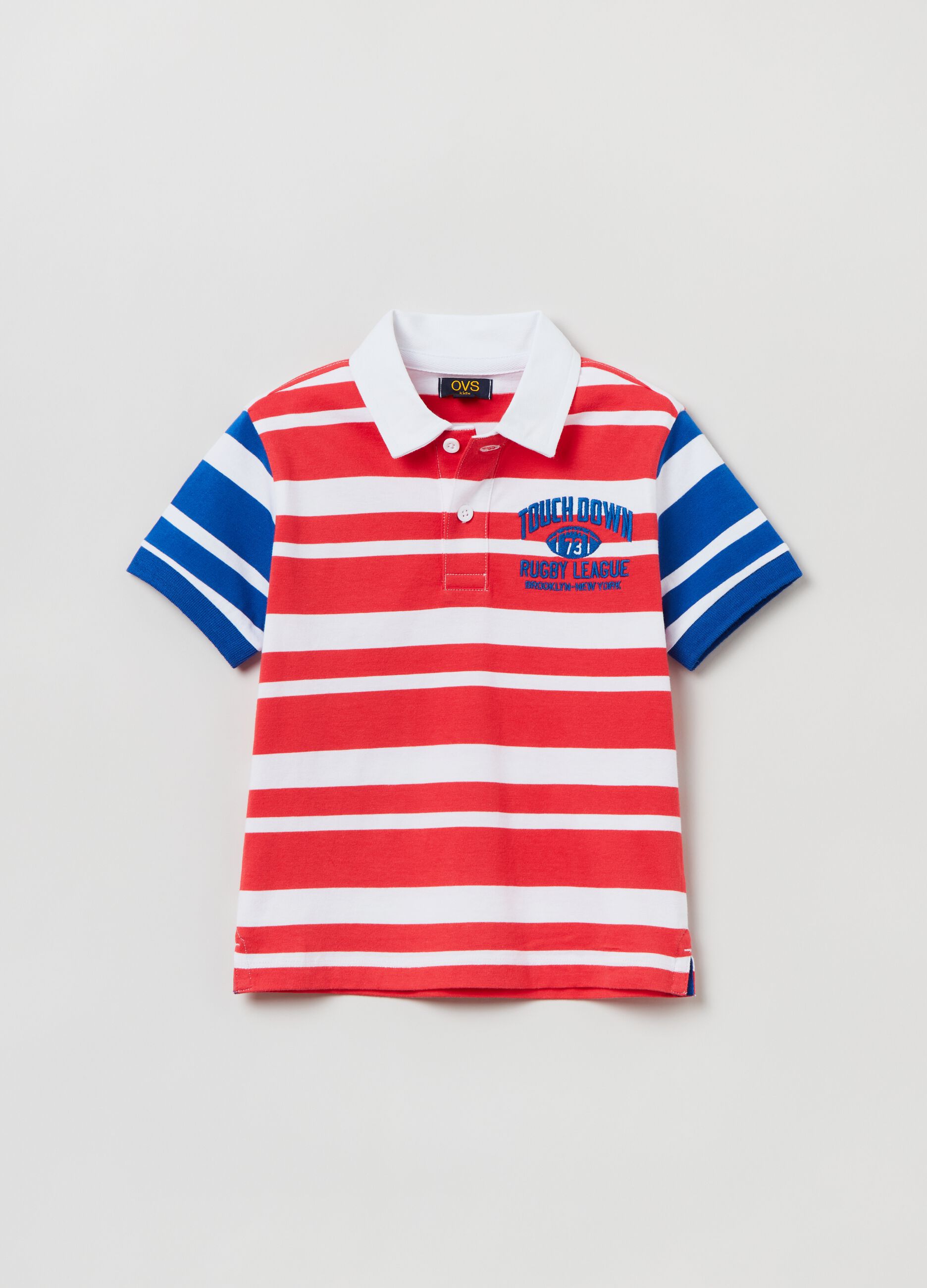 Striped cotton polo shirt with embroidery_0