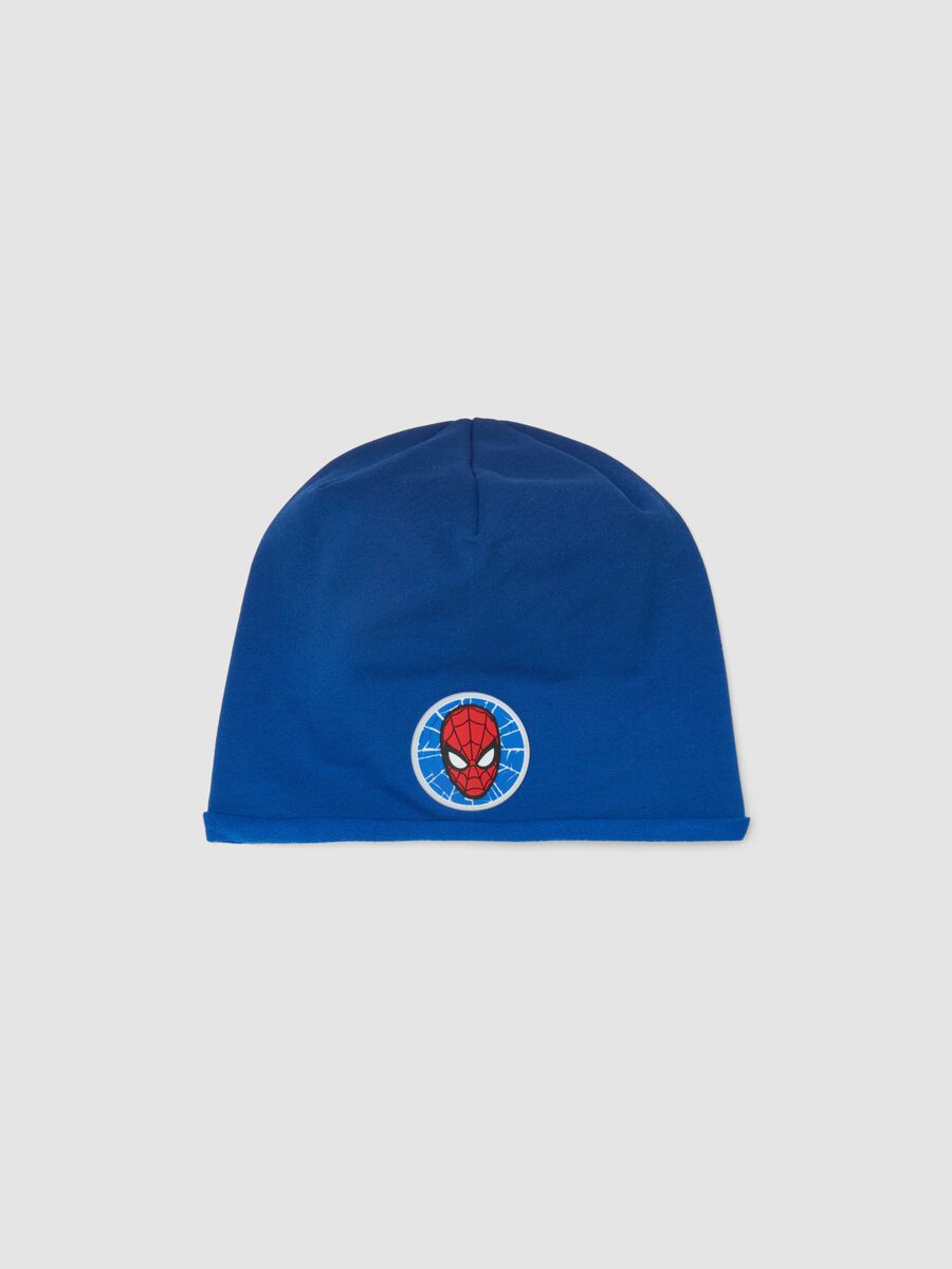 Blue stretch cotton hat with Spider-Man print for boys_0