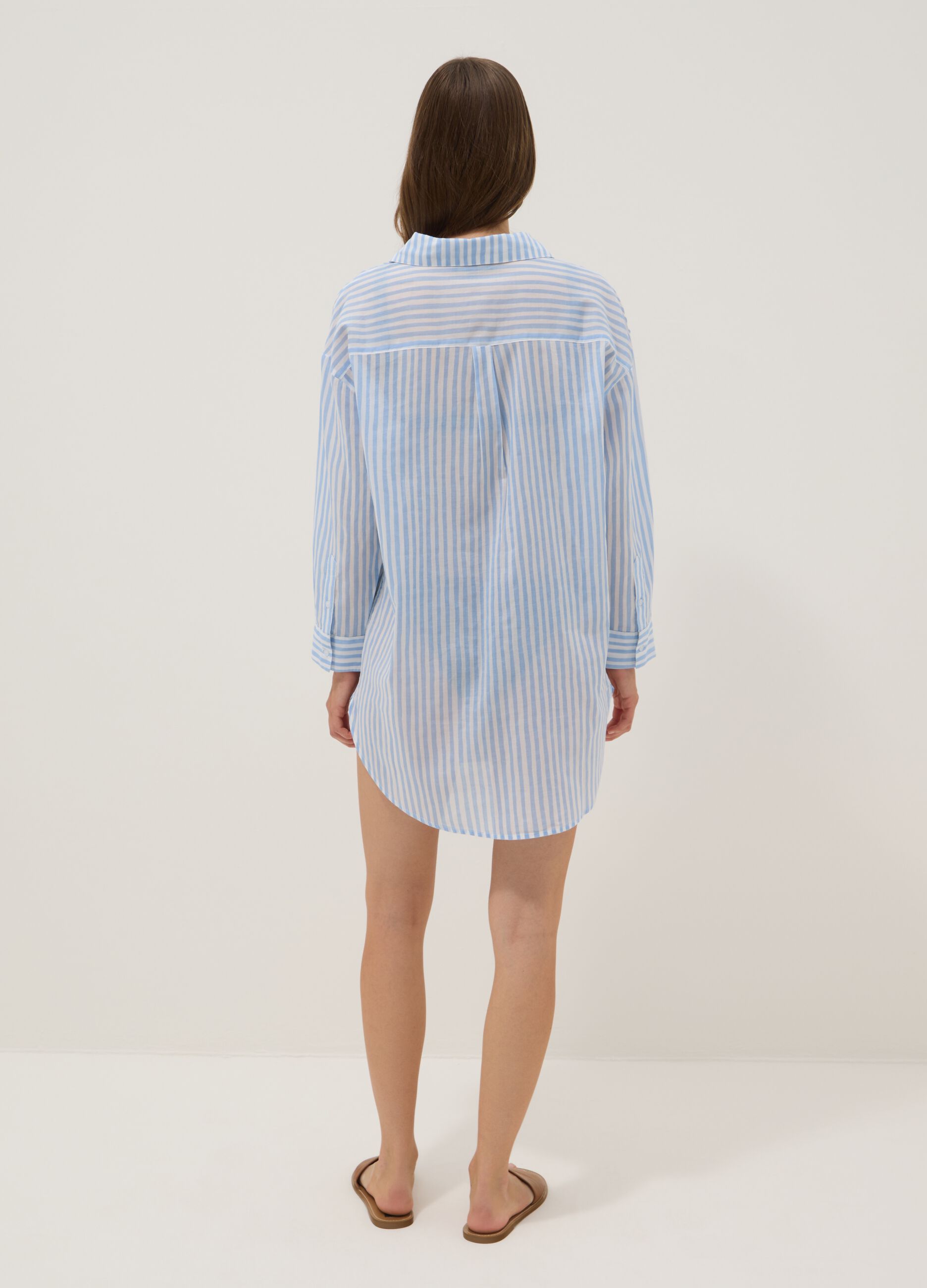 Blue striped pure cotton kaftan