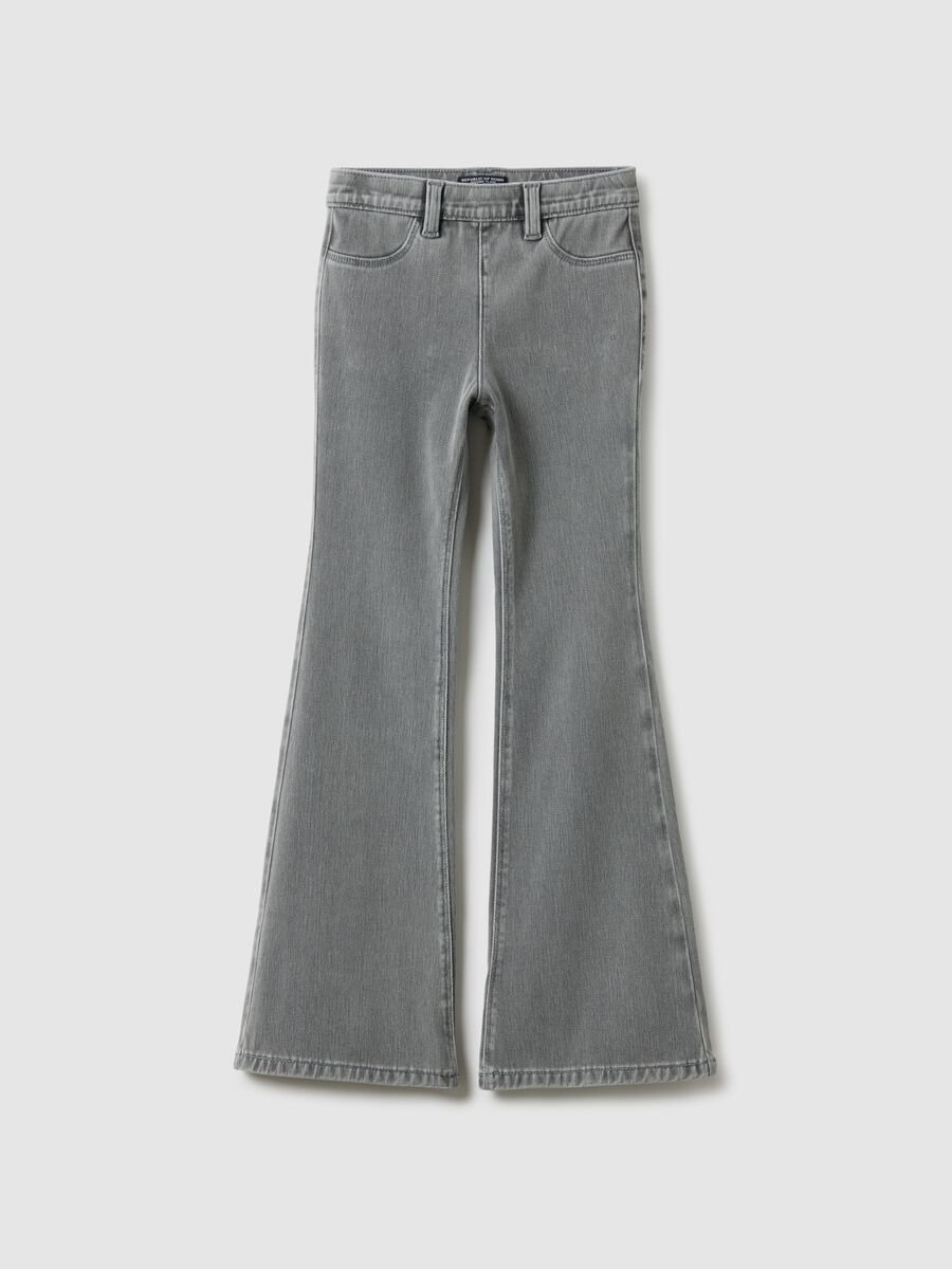 Grey denim flare jeans for girls_3