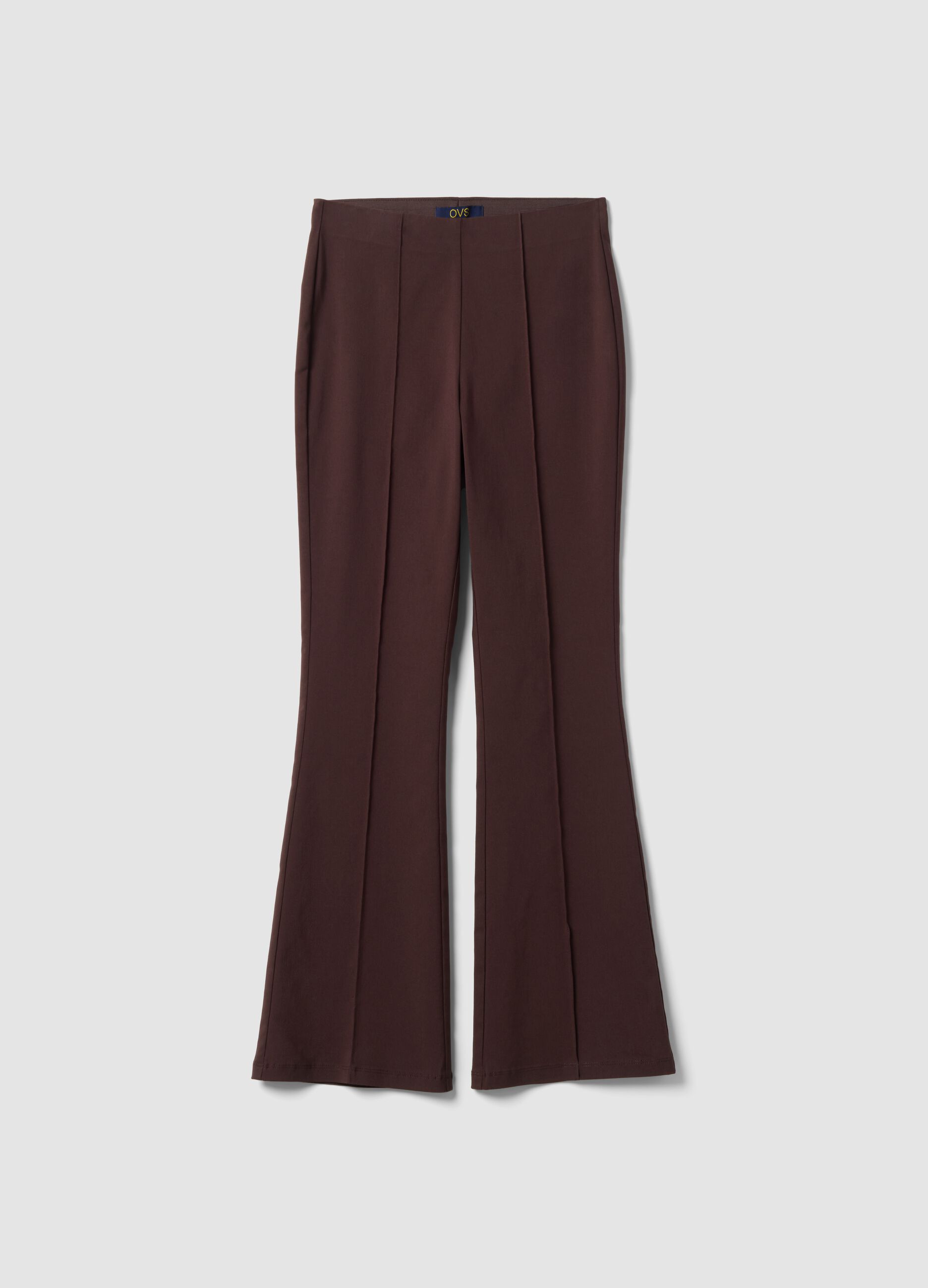 Braune Schlagleggings aus Stretch-Viskose