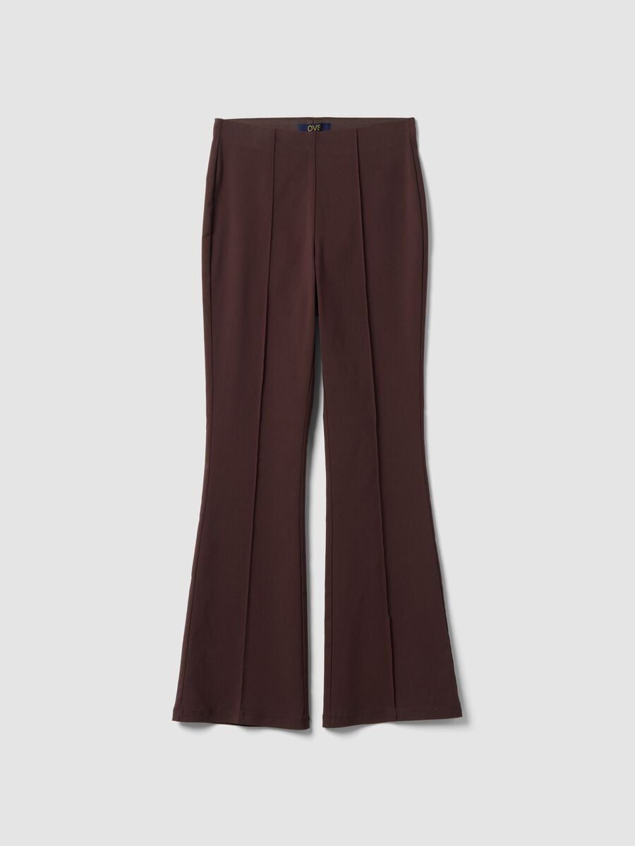Leggings flare castanhos em viscose el&aacute;stica_4