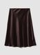 Brown satin midi skirt in stretch fabric_1