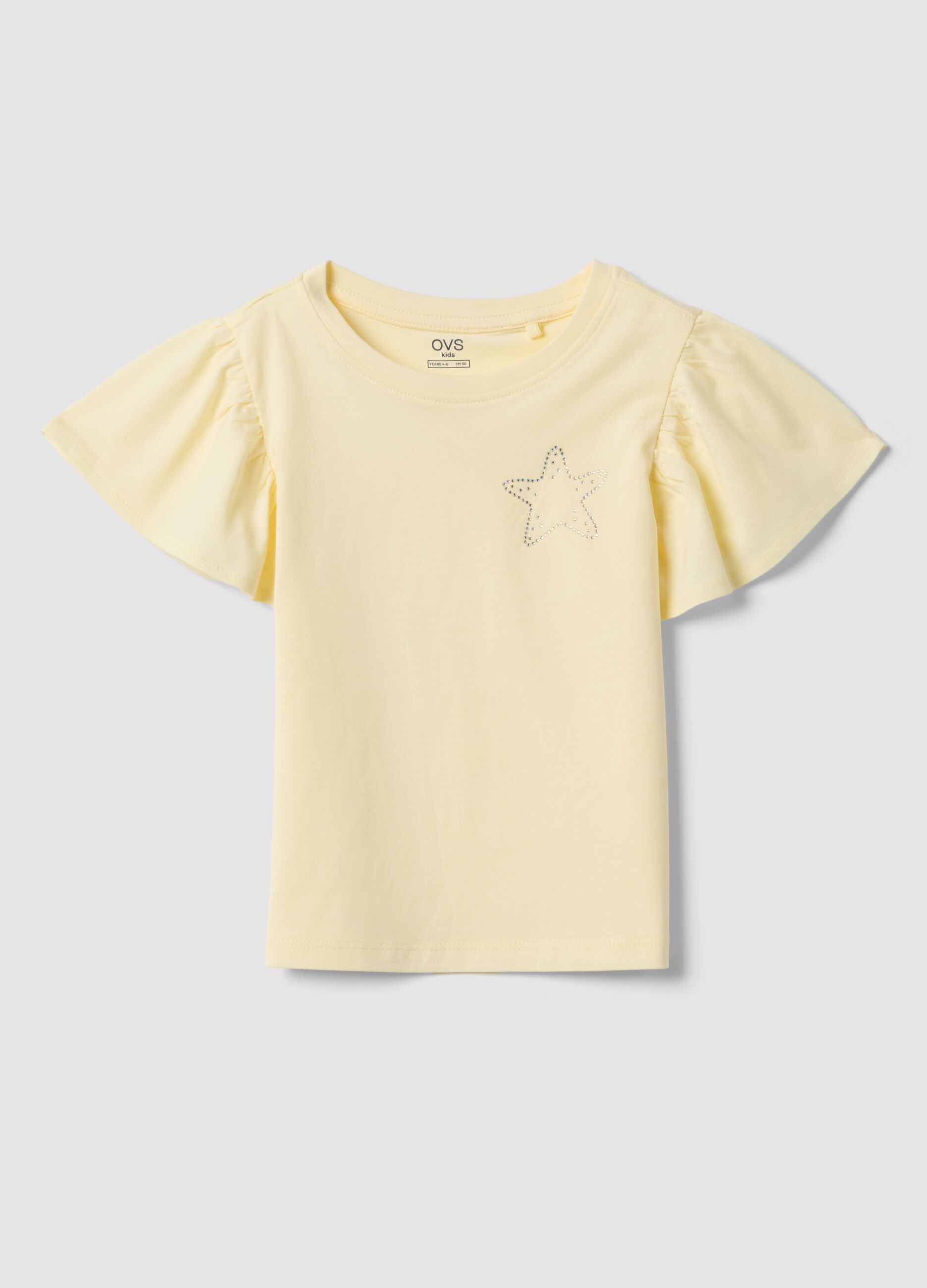 Girls&rsquo; yellow pure cotton regular-fit T-shirt with star