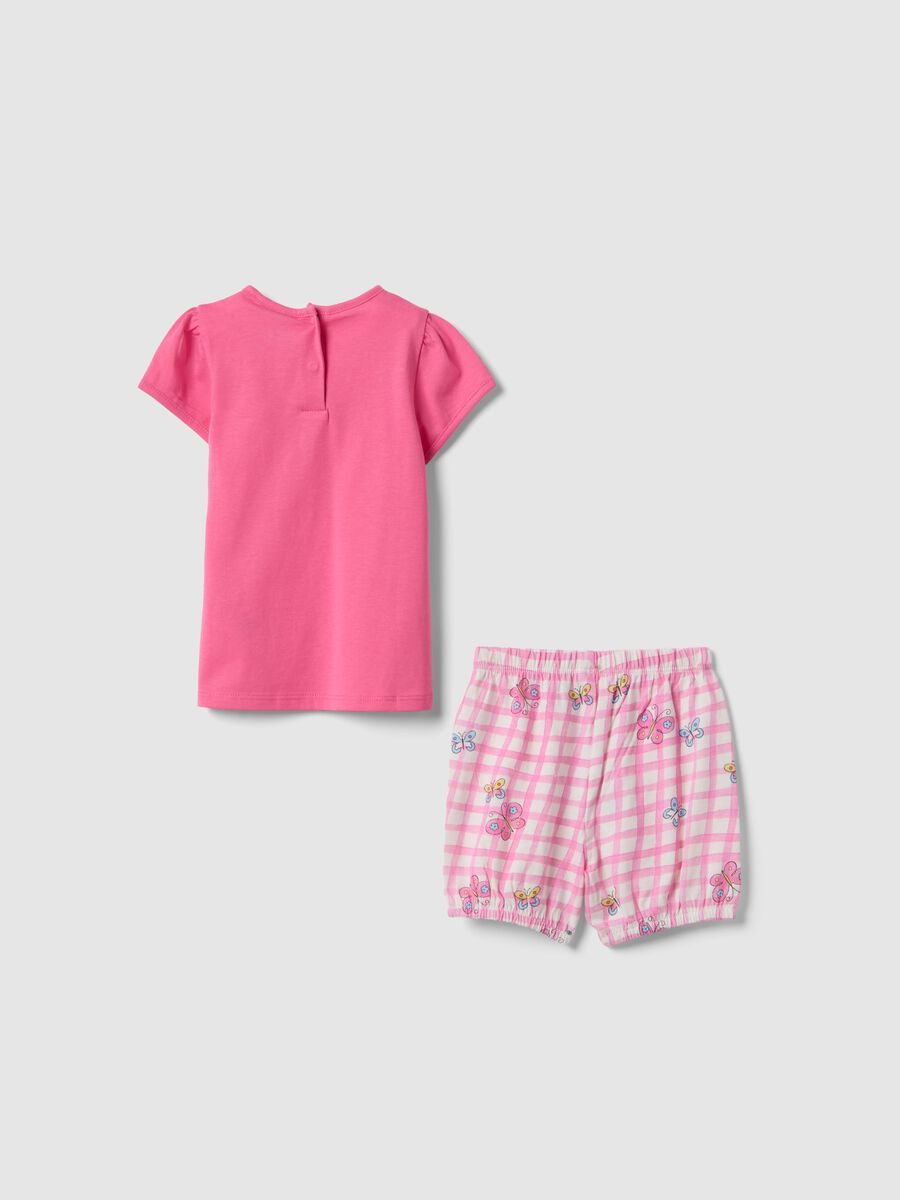 Short pink pure cotton baby girl's pyjamas with designs_1