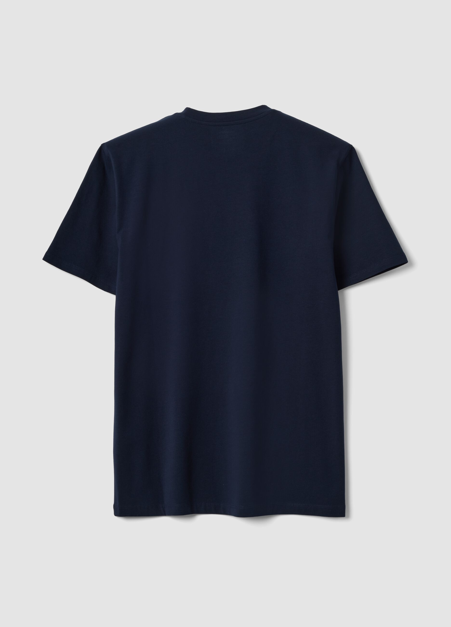 Blue organic cotton slim-fit short-sleeve T-shirt