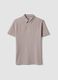 Beige pure cotton short-sleeved polo shirt_4