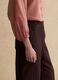 Braune gestreifte Viskose-Mix Hose mit weitem Bein_3