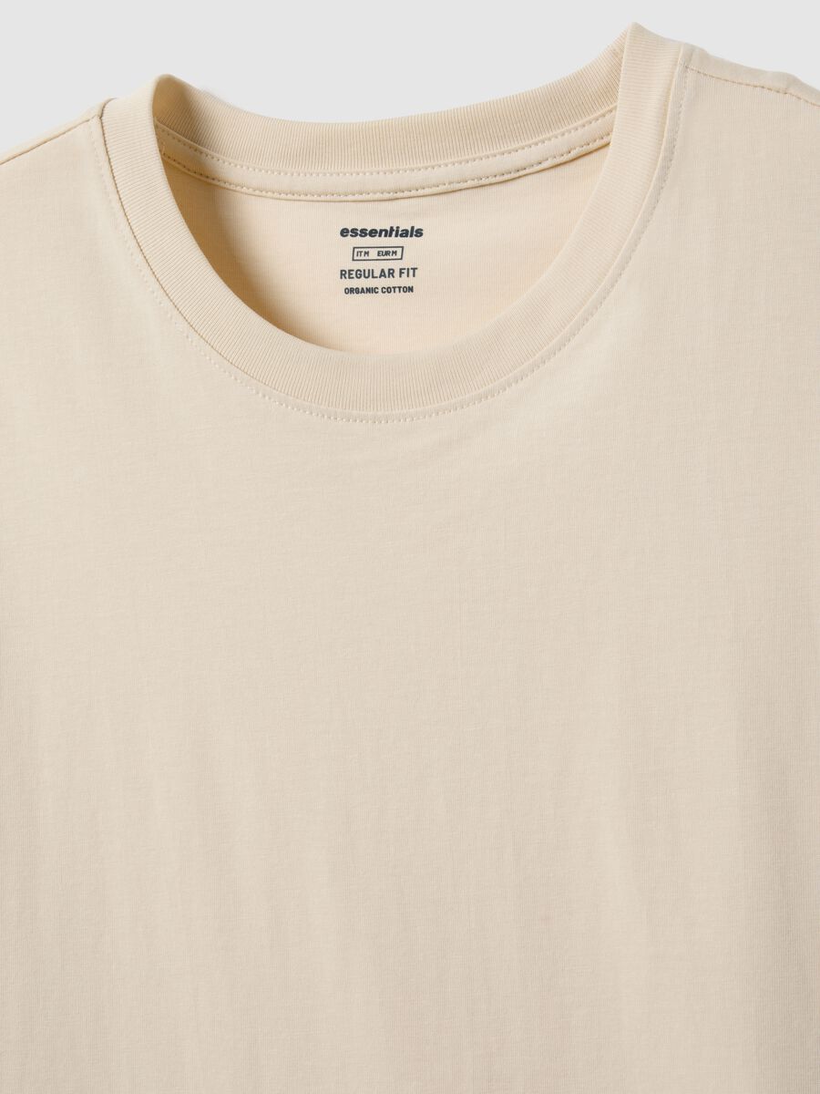 Beige pure cotton T-shirt regular fit_5