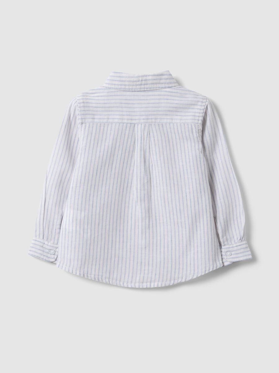 Children's regular fit striped multicolour linen-cotton blend shirt_1